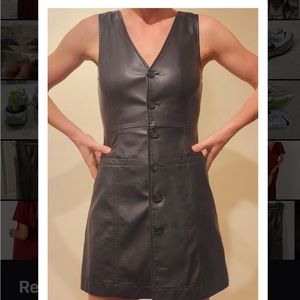 Black faux Leather Sleeveless Dress